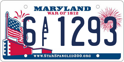 MD license plate 6AF1293
