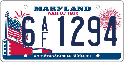 MD license plate 6AF1294