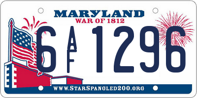 MD license plate 6AF1296