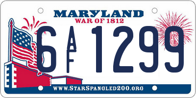 MD license plate 6AF1299