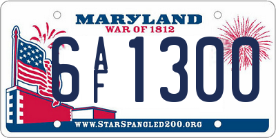MD license plate 6AF1300