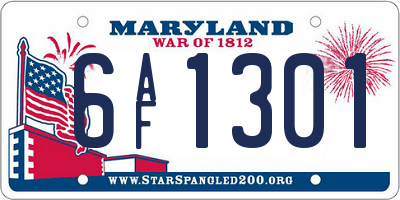 MD license plate 6AF1301