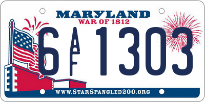 MD license plate 6AF1303