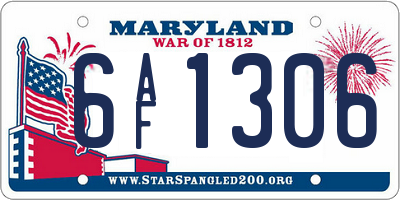 MD license plate 6AF1306
