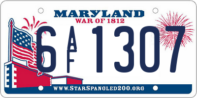 MD license plate 6AF1307