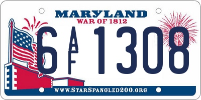 MD license plate 6AF1308