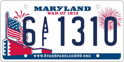 MD license plate 6AF1310