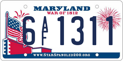 MD license plate 6AF1311