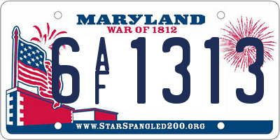 MD license plate 6AF1313
