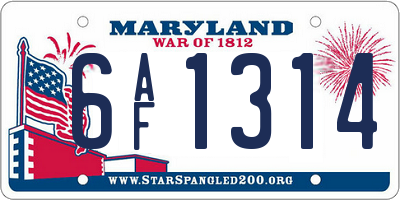 MD license plate 6AF1314