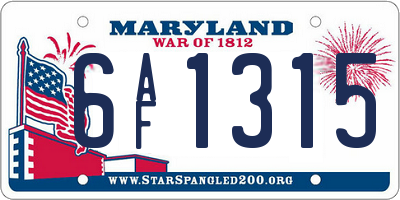 MD license plate 6AF1315