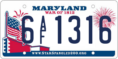 MD license plate 6AF1316