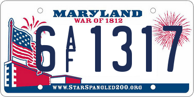 MD license plate 6AF1317
