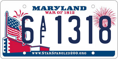 MD license plate 6AF1318