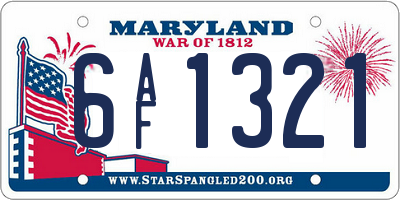 MD license plate 6AF1321
