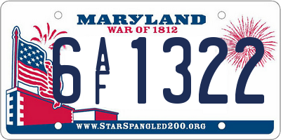 MD license plate 6AF1322