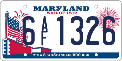 MD license plate 6AF1326