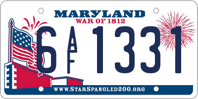 MD license plate 6AF1331