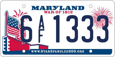 MD license plate 6AF1333