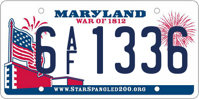 MD license plate 6AF1336