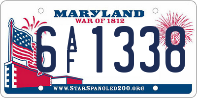 MD license plate 6AF1338