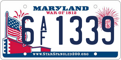 MD license plate 6AF1339
