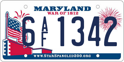 MD license plate 6AF1342