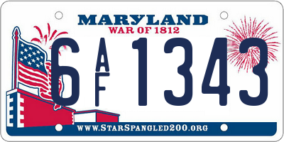 MD license plate 6AF1343