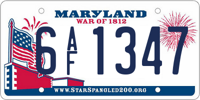MD license plate 6AF1347