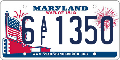 MD license plate 6AF1350