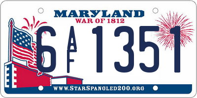 MD license plate 6AF1351