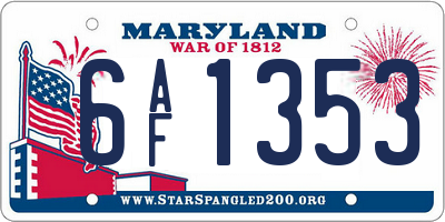 MD license plate 6AF1353