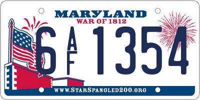 MD license plate 6AF1354