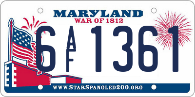 MD license plate 6AF1361