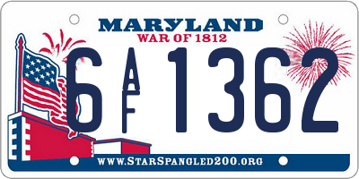 MD license plate 6AF1362