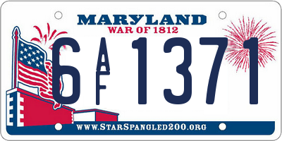MD license plate 6AF1371