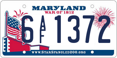 MD license plate 6AF1372