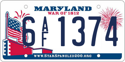 MD license plate 6AF1374