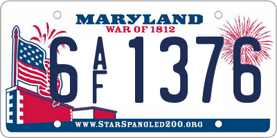 MD license plate 6AF1376