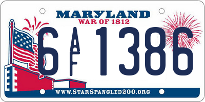 MD license plate 6AF1386