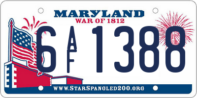 MD license plate 6AF1388