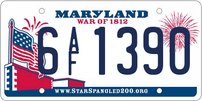 MD license plate 6AF1390