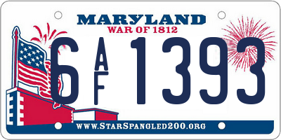 MD license plate 6AF1393