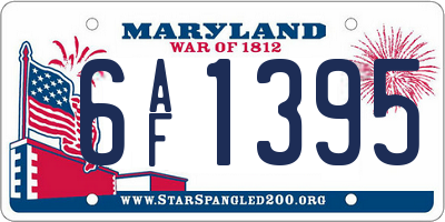 MD license plate 6AF1395