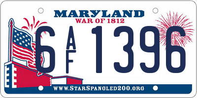 MD license plate 6AF1396