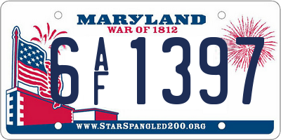 MD license plate 6AF1397