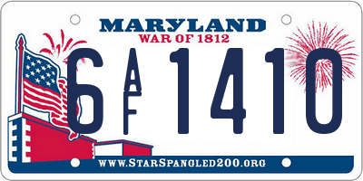 MD license plate 6AF1410