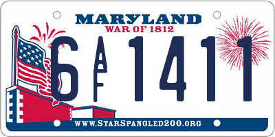 MD license plate 6AF1411