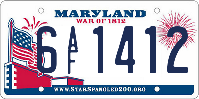 MD license plate 6AF1412