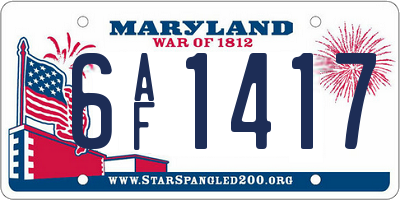 MD license plate 6AF1417
